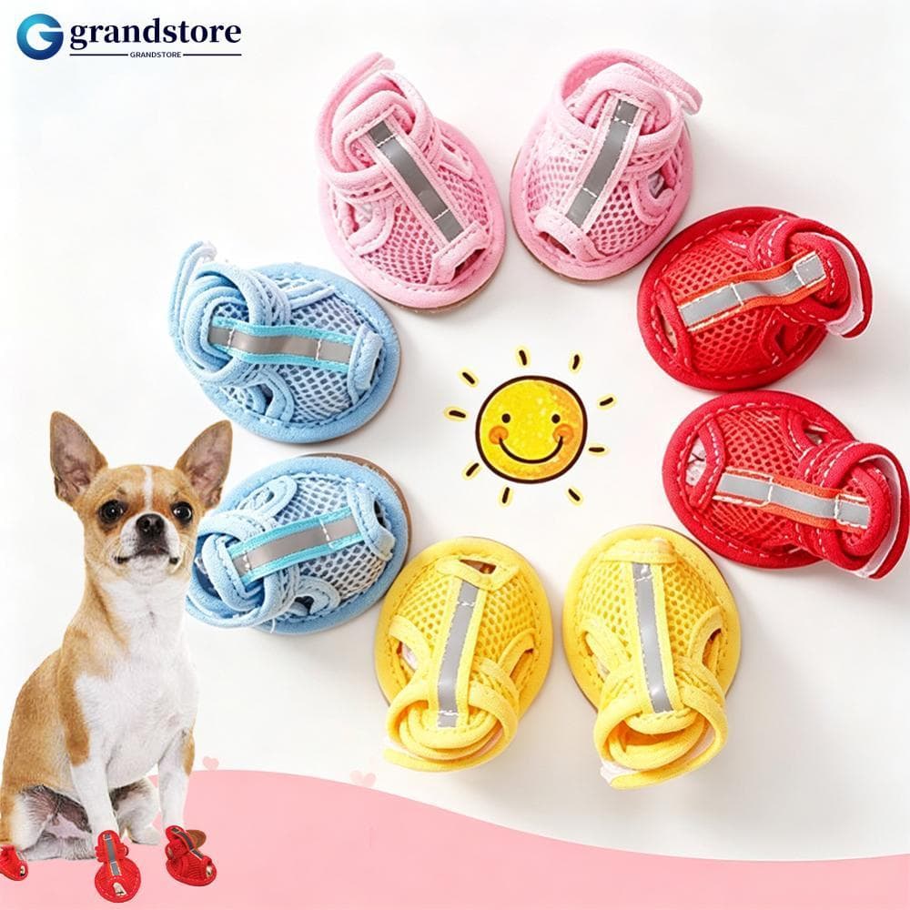Sandálias De Malha Respirável Para Cães GRANDSTORE Pequenos Sapatos Animais De Estimação De Verão Com Sola Elástica Anti
