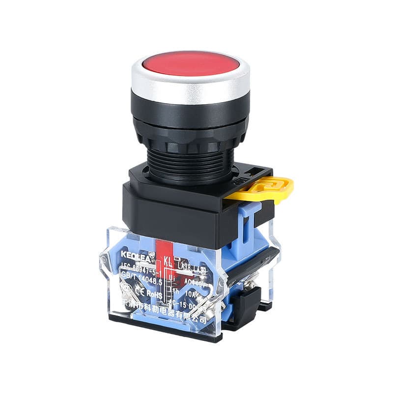 KEOLEALA38 interruptor de botão com símbolo de cabeça plana, auto-reiniciável, auto-travante, momentâneo, para controle