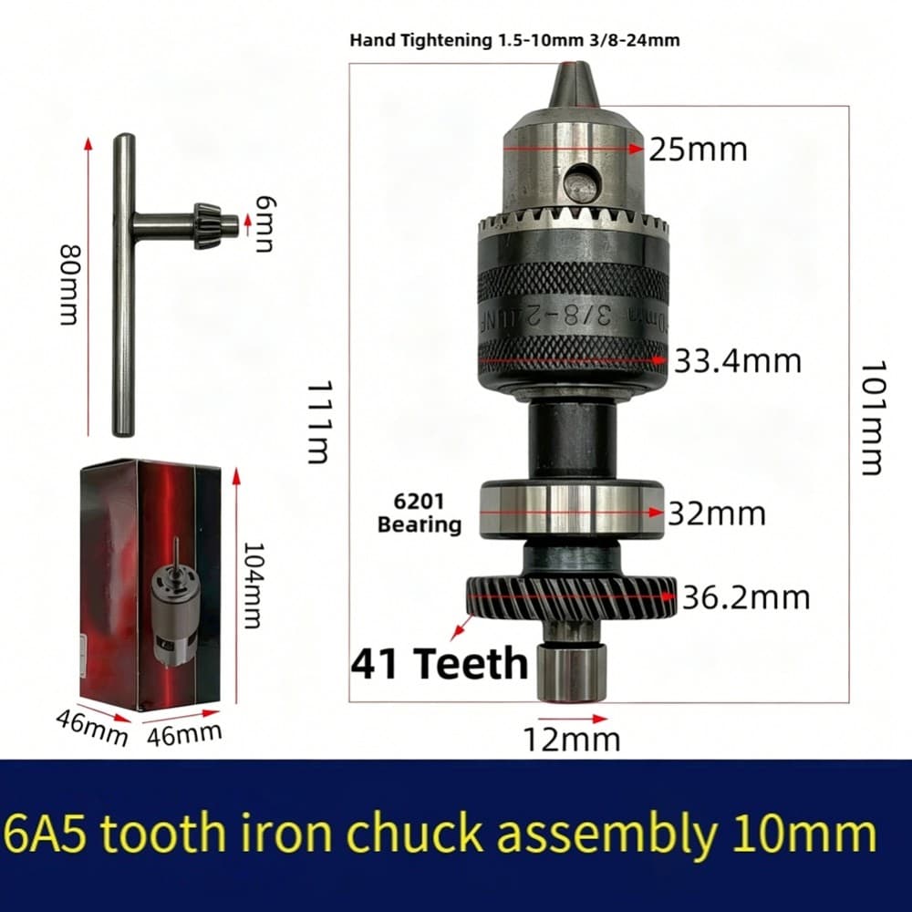 Conjunto De Mandril 6A5 Projeto DIY Pronto Peça De Reparo De Broca De Construção De Metal Robusto