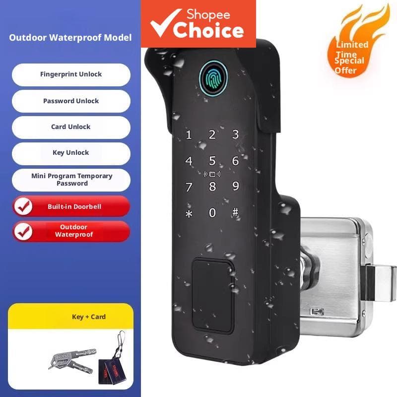 Estilo Antigo Senha De Impressão Digital Fechadura Da Porta Fiação Ferro Livre Keyless Segurança Tuya Cadeado Teclado Co