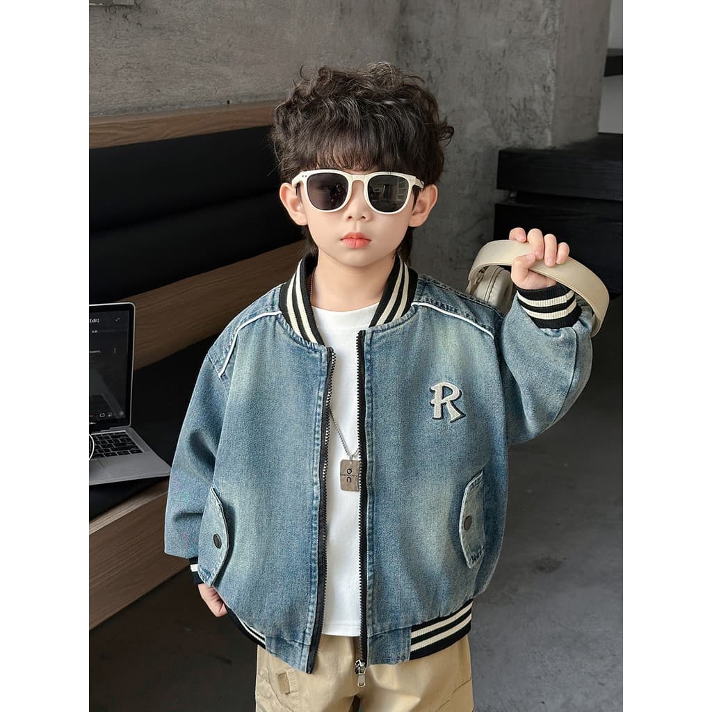 Meninos jaqueta jeans primavera outono roupas 2026 novo estilo versão coreana crianças bonito jaqueta Casual suave cor c