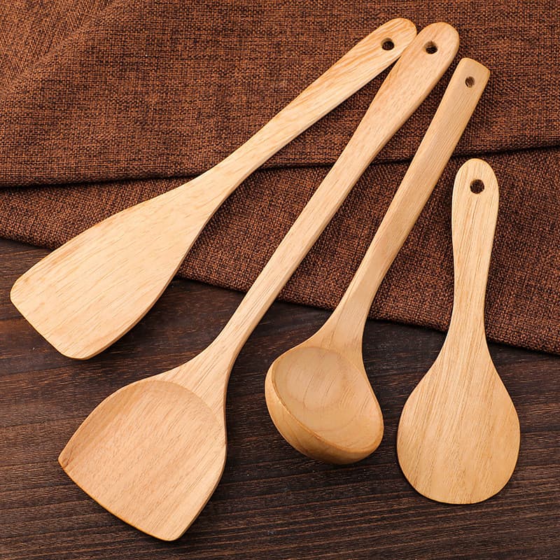 Espátula de madeira antiaderente, espátula de cozinha dedicada, utensílios de cozinha de madeira, cabo longo, espátula d