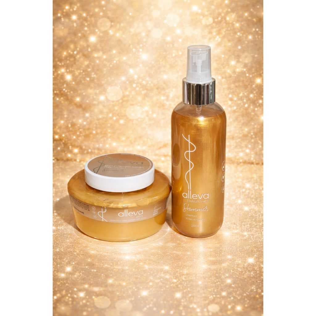 Kit Alleva Geleia Shimmer + Body Splash Shimmer Brilho e Perfume