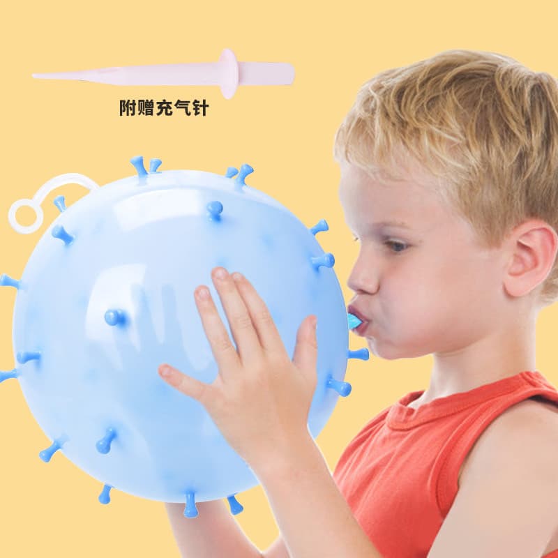 Simulação criativa vírus brinquedo inflável Bobo bola bolha soprando balão de borracha macia elástico crianças alongamen