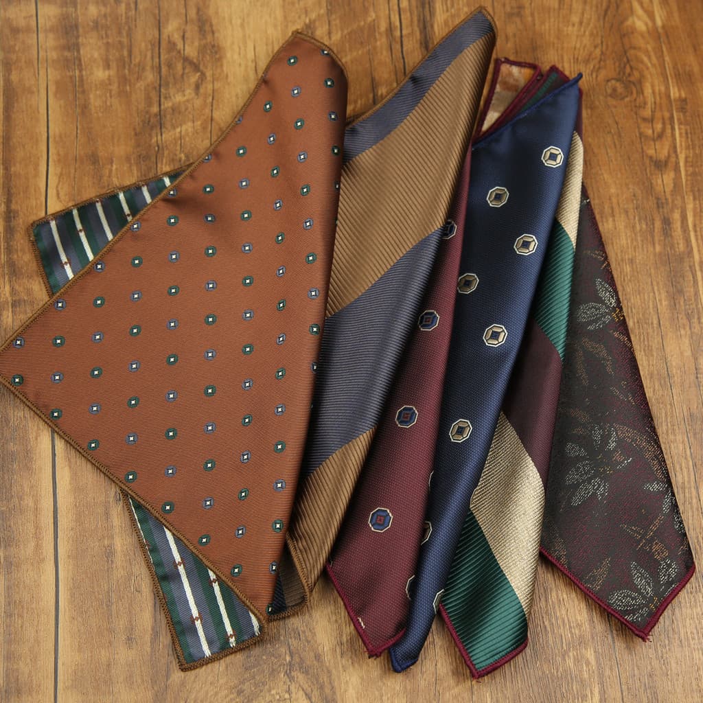 Terno masculino bolso quadrado pequeno lenço quadrado vinho vermelho listrado padrão Formal terno lenço de peito lenço d