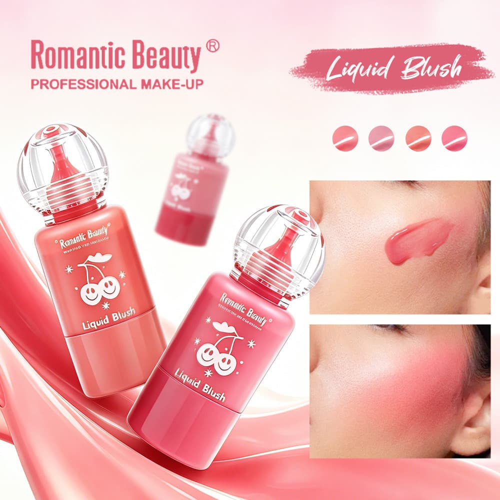 Blush líquido em frasco pequeno com conta-gotas, blush iluminador estilo coreano, maquiagem de beleza natural, maquiagem