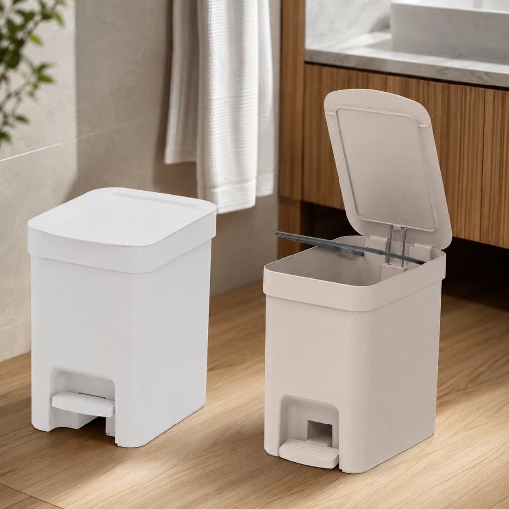 Lixeira Pedal Plastico Capacidade 6 Litros Design Branco Compacto