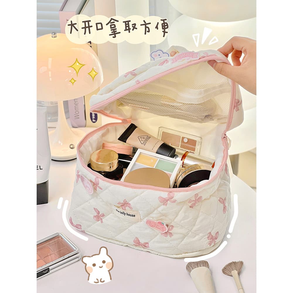 Bolsa cosmética fofa de grande capacidade, bolsa portátil para viagem, cuidados com a pele, armazenamento de produtos, b