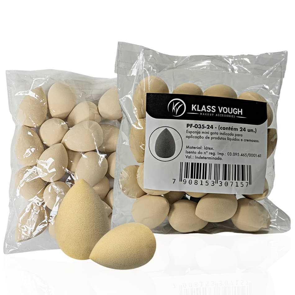 Mini Esponjas Gota para Base e Corretivo Sem Látex com 24 Unidades Klass Vough