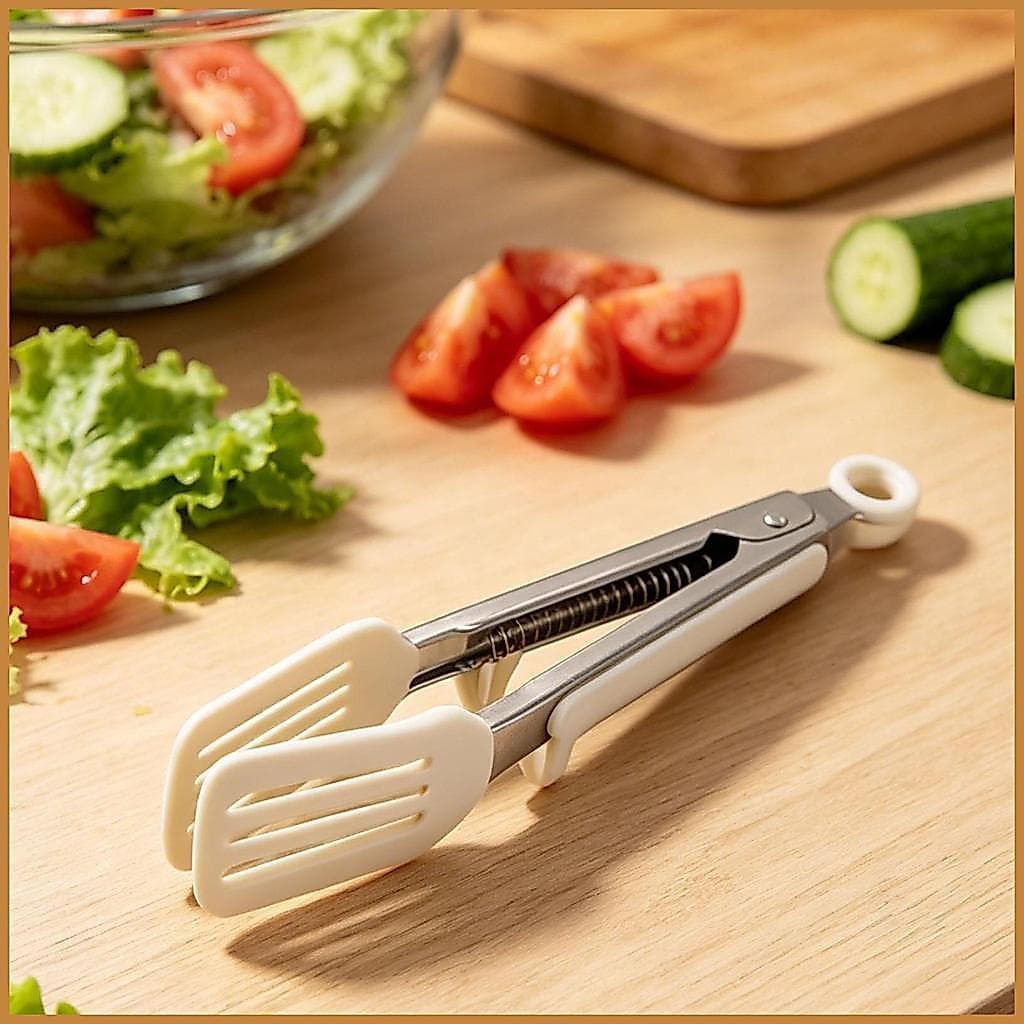 Pinças para salada antiaderentes, utensílios de aço inoxidável, tamanho pequeno, usadas para aperitivos, alimentos, chur