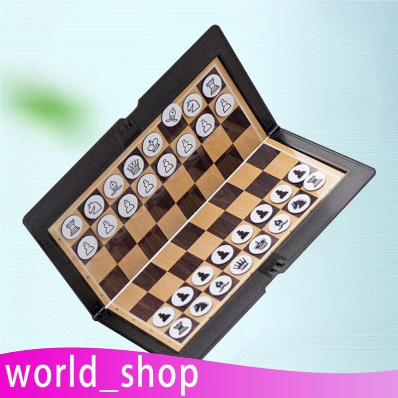 [World_shop] Mini Conjunto De Xadrez Magnético Dobrável , Carteira Portátil , Jogos De Tabuleiro De Bolso Para Viagens D