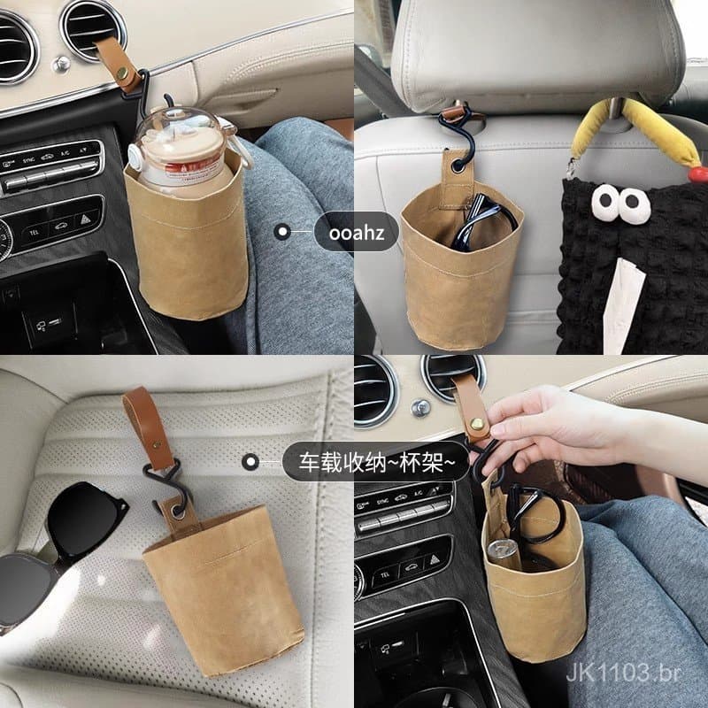 Lixeira para uso dentro do carro, recipiente para guardar guarda-chuvas, saco de lixo multifuncional dobrável e suspenso