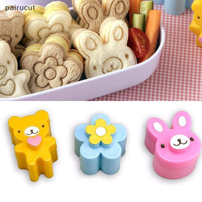 Uiu 3 PCS Cortador De Crosta De Sanduíche Molde De Pão De Biscoito Bento Maker Coelho Panda Flor Ui