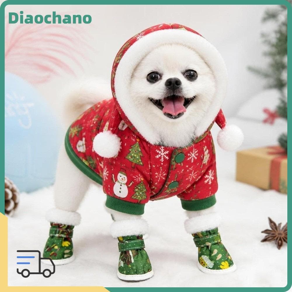 DIAOCBR 4 Peças Sapatos De Inverno Para Cães , Quentes Antiderrapantes Animais De Estimação , Botas De Neve Espessadas D