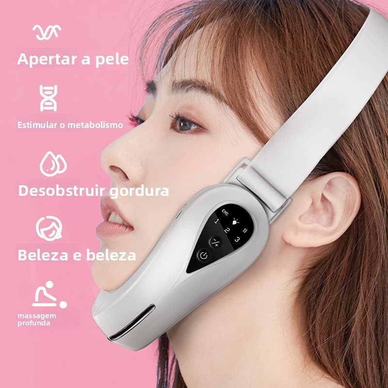 Massageador facial vibratório em forma de V, usado para cuidados com a dobra nasolabial, massageador facial com microcor