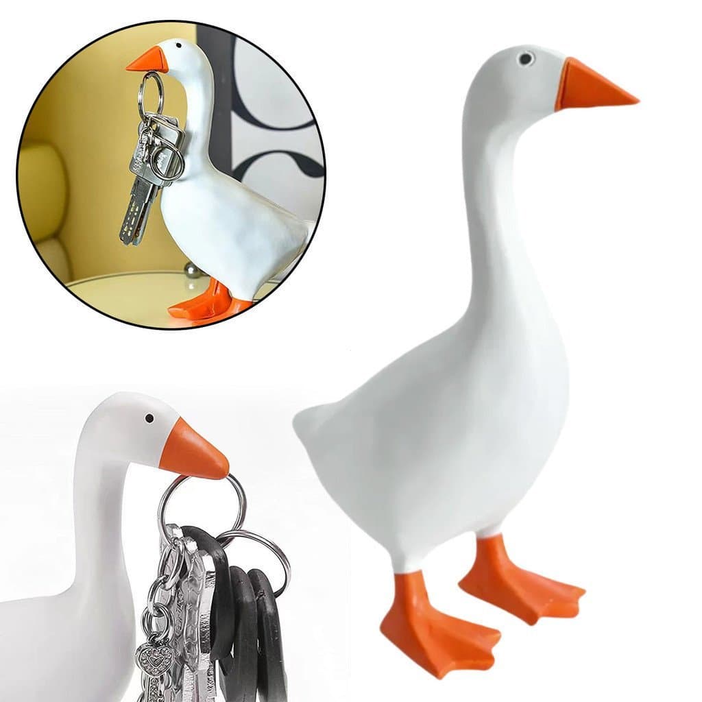 1Pc Criativo Magnético Ganso Chaveiro Decoração Para Casa Escultura Mesa De Escritório Resina Pato Ferramenta rack