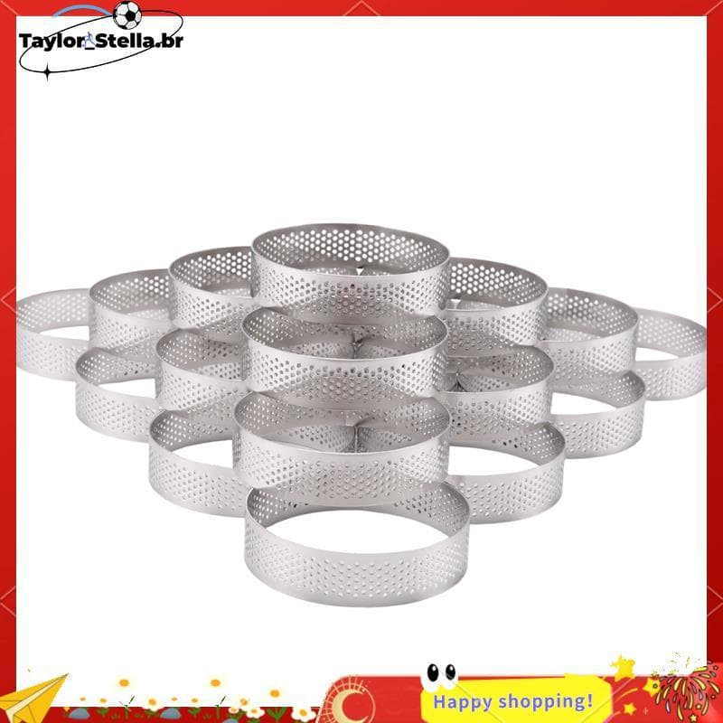 20 Pçs Anéis Circulares De Torta Com Furos De Frutas Quiches Bolo Mousse Cozinha Molde De Cozimento Perfurado Anel 8cm
