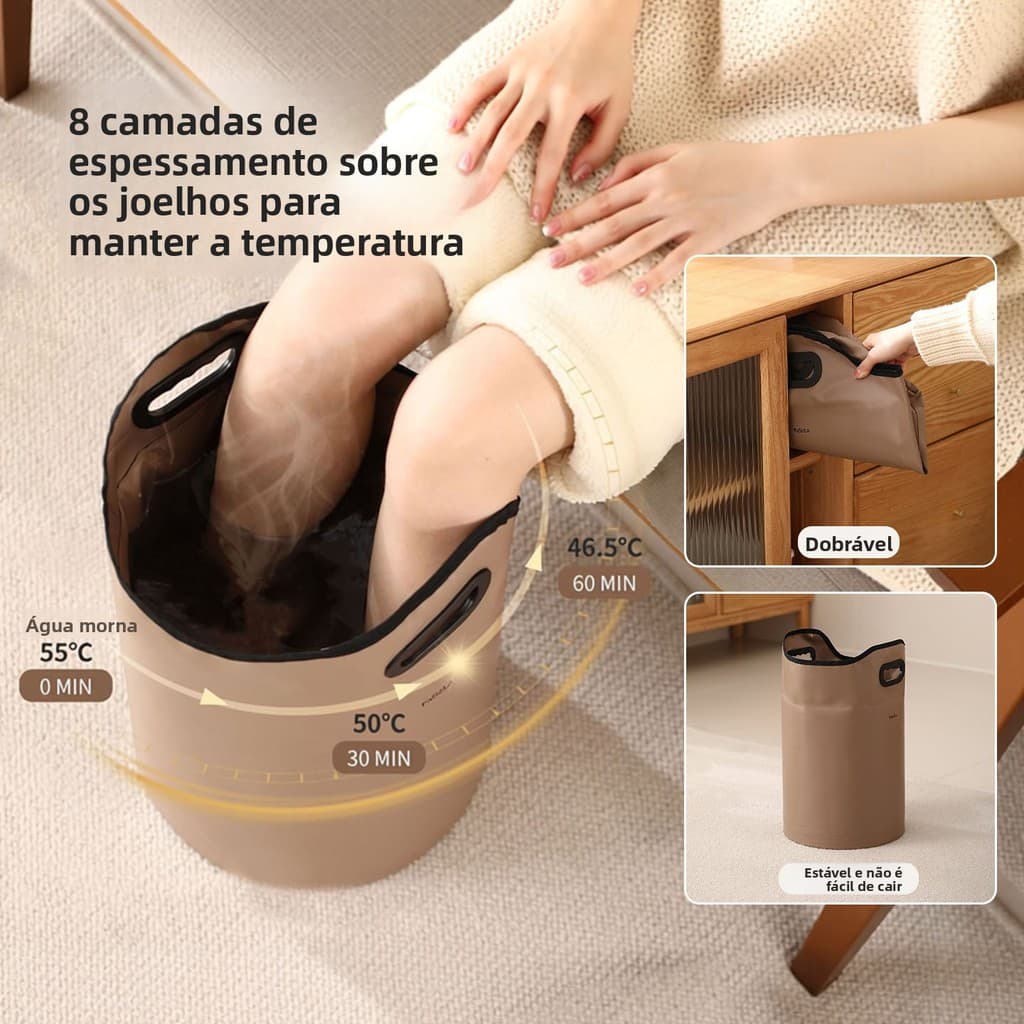 Balde de banho para pés doméstico portátil de alta profundidade sobre o joelho bacia de banho para pés manter aquecido s
