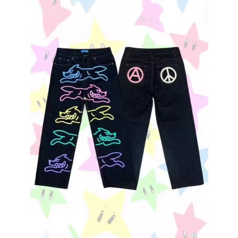 Y2K jeans masculino harajuku Hip-Hop cão padrão impressão jeans soltos novo harajuku Punk Rock calças largas