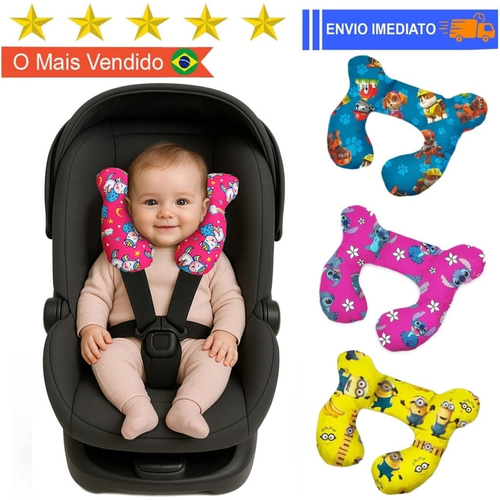 Almofada de Pescoço Bebê Com Apoio Cabeça Cadeirinha  Almofada de pescoço infantil