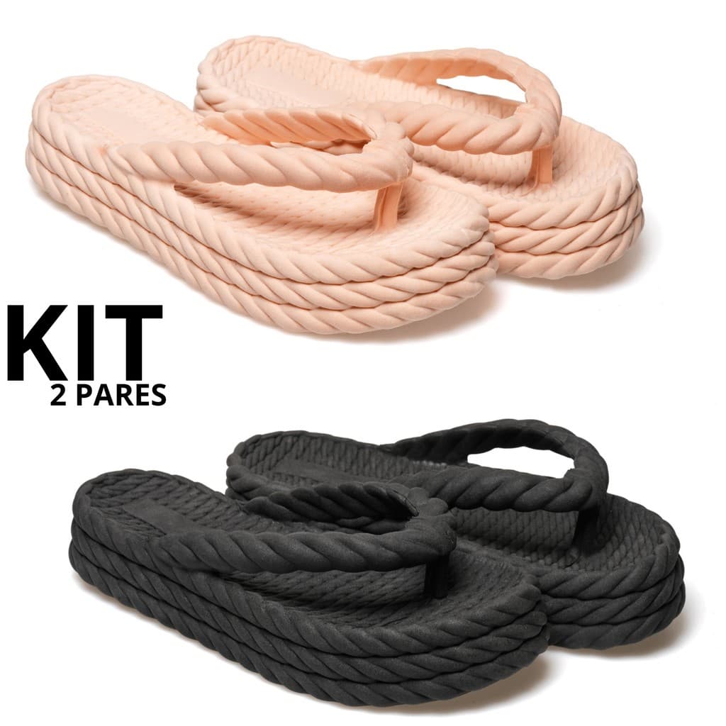 Kt Tamanco Feminino Chinelo 3 Tranças Ortopédico Leve Plataforma