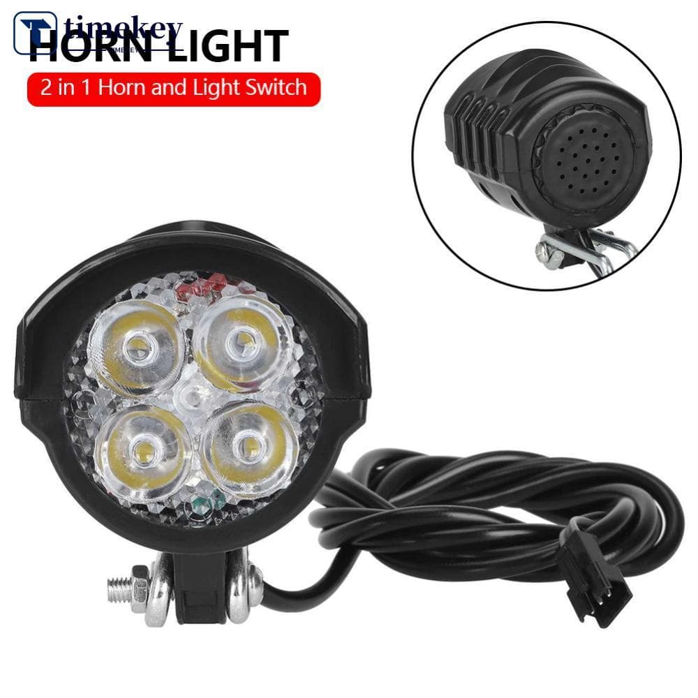 TIMEKEY 36V 48V 60V E-Bike Chifre Luz Bicicleta Elétrica 4 LED Farol 12W 18 2 Em 1 Lanterna À Prova Dwaterproof Água G8H