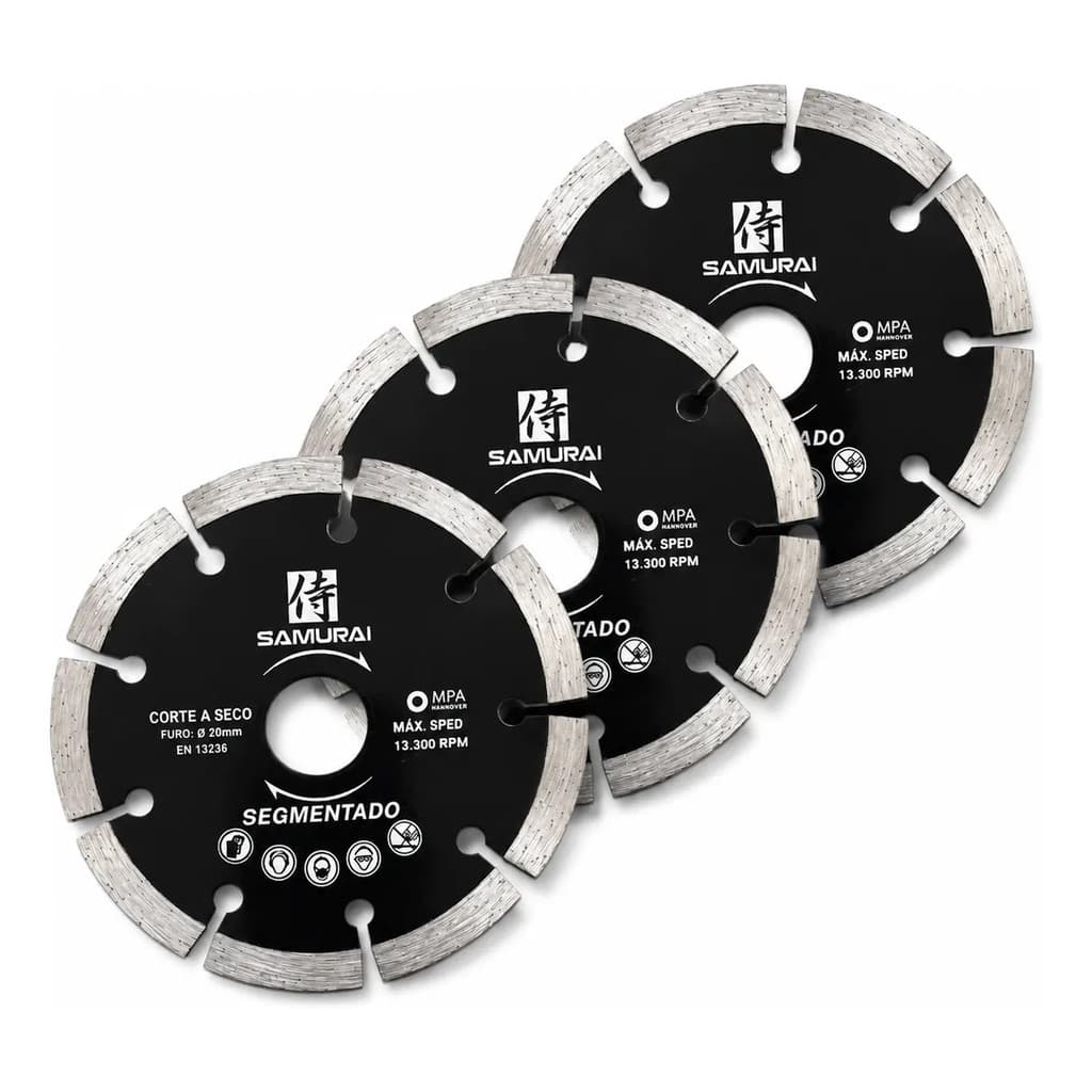 Kits Disco Diamantado Corte Segmentado Fino 110mm Samurai
