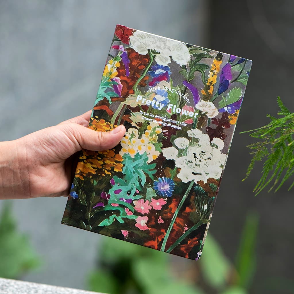 Caderno de casca dura Retro pintura a óleo flor papel Kraft em branco misturado página interna capa dura manual estudant