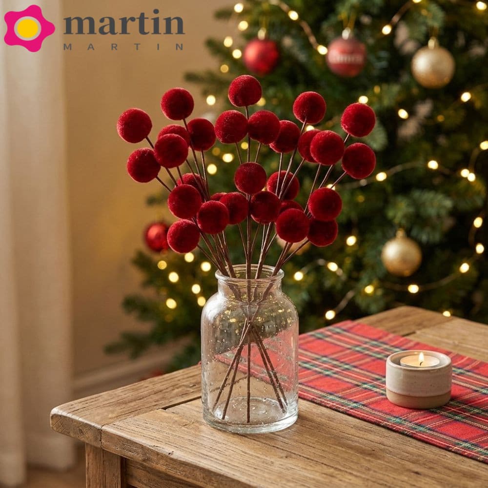 Palheta De Bola De Veludo De Natal MARTIN , Buquê De Bolas Artificiais Artesanais De Artesanato DIY , 6