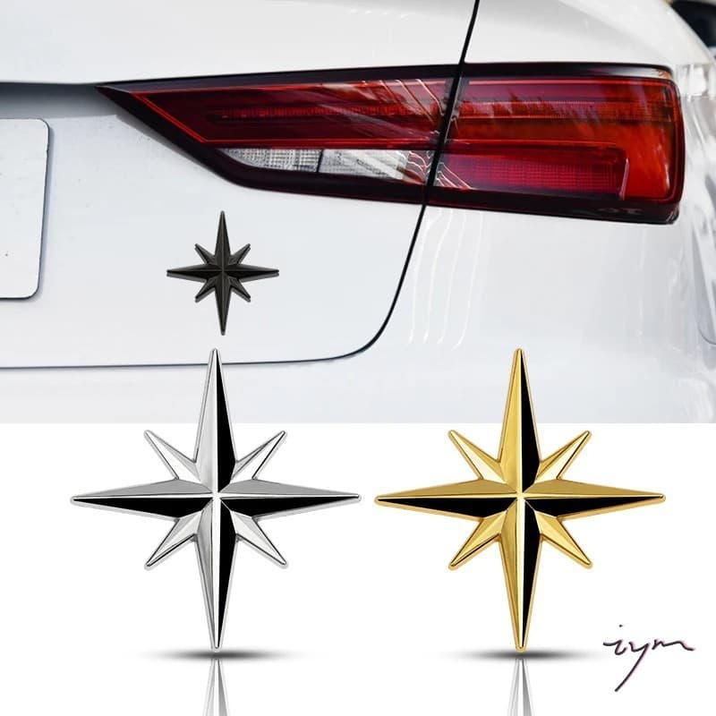 Adesivo De Metal Estrela De Oito Pontas Personalizado Para Carro 3D-Decoração Criativa De Corpo Resistente A Arranhões