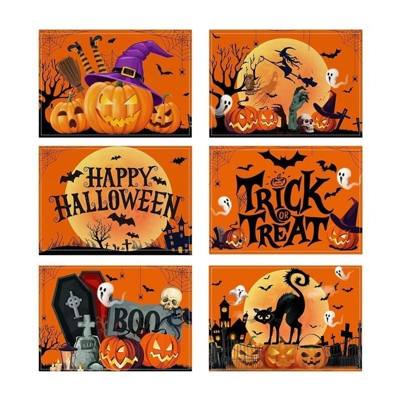 Tapete de mesa para decoração de festa de Halloween, jantar familiar, atmosfera de férias, decoração, tapete de linho es