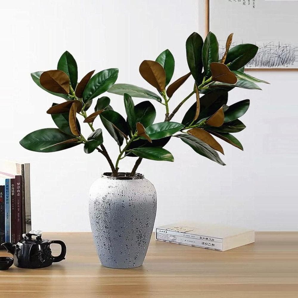 Planta De Magnólia Artificial , 2 Garfos De Folhas De Borracha Simuladas Ramo De Árvore , Plantas Artificiais Grandes De