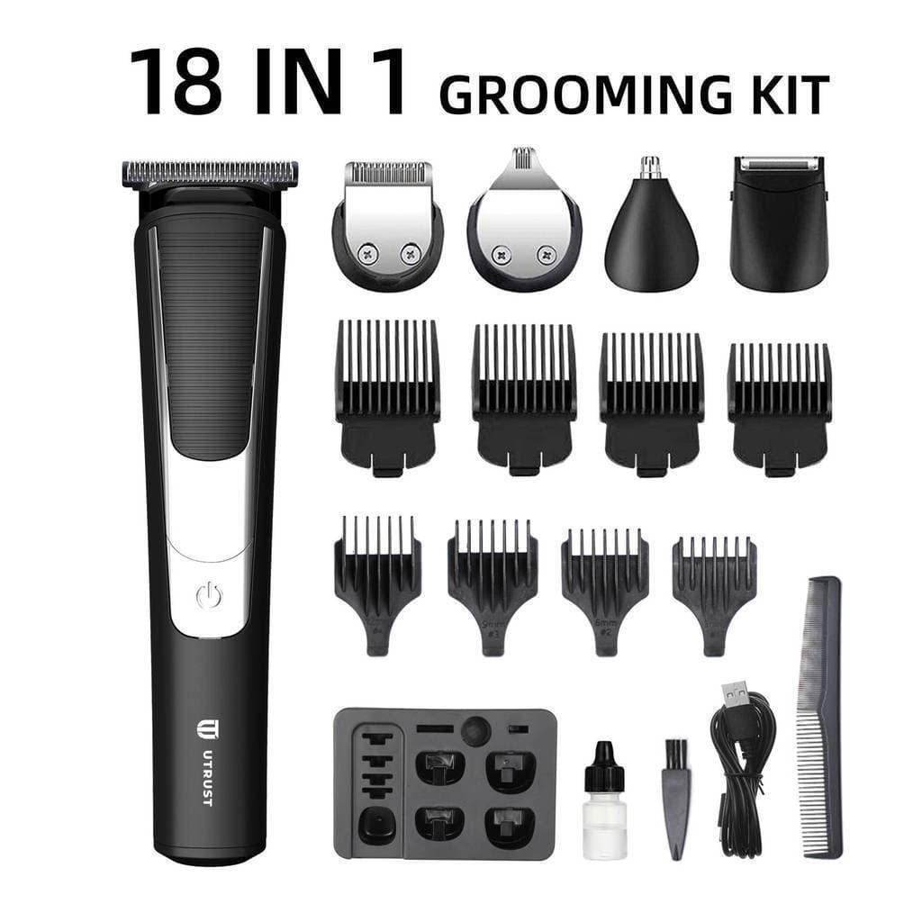 Cortador de Cabelo Profissional 18 Peças - Aparador Masculino USB, À Prova D’Água