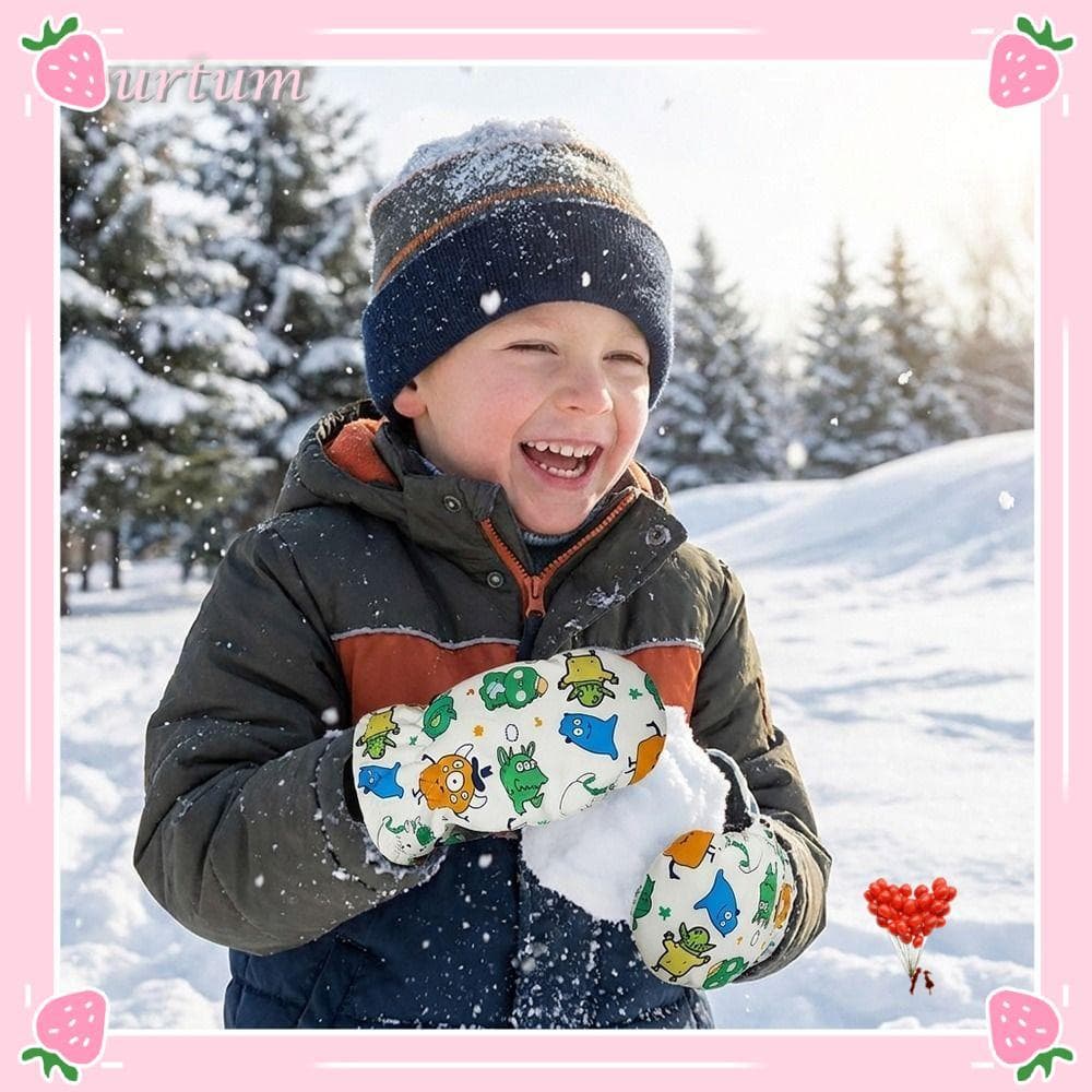 Luvas De Esqui Infantis URTUM , Neve Antiderrapantes À Prova De Vento Inverno Para Crianças D'água Espessadas De Pelúcia