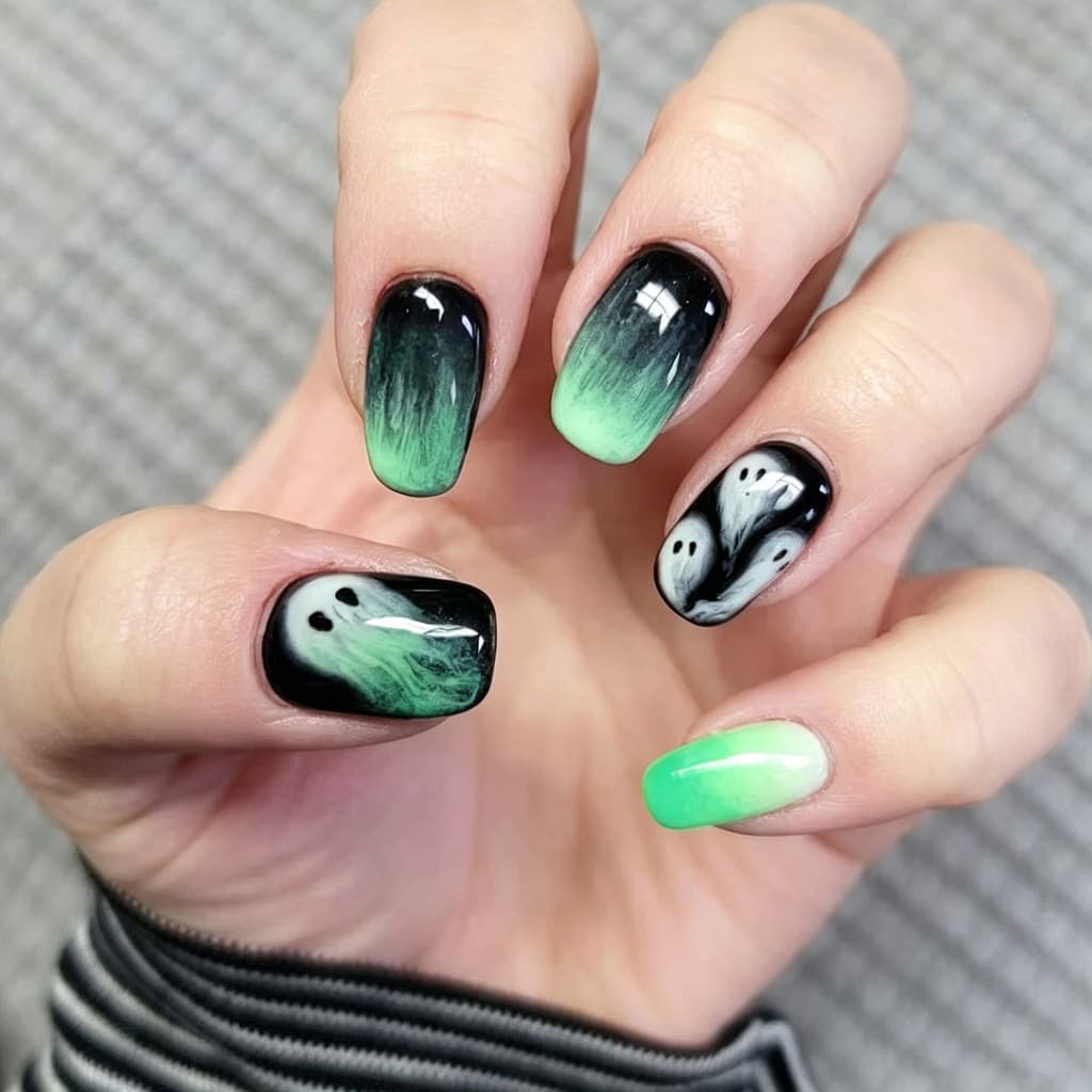 30 peças Halloween venda quente curto quadrado doce legal fantasma Manicure peças de unhas requintado escuro Wearable un