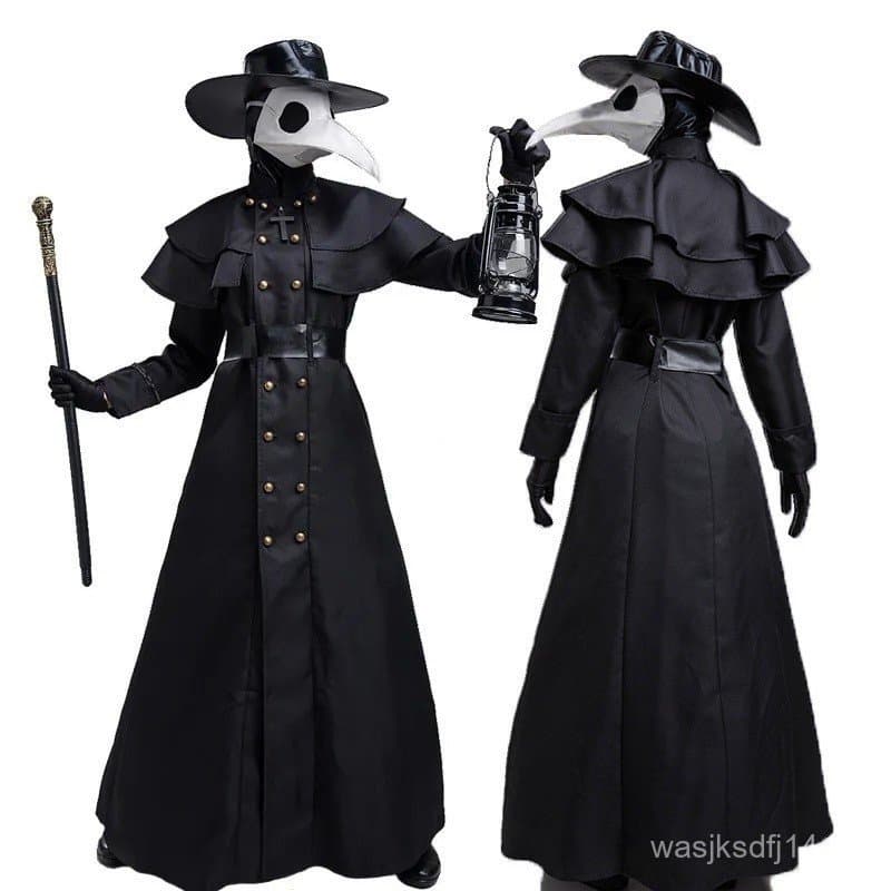 Halloween Medieval Com Capuz Robe Praga Médico Traje Máscara Chapéu Para Homens Mulheres Monge Cosplay