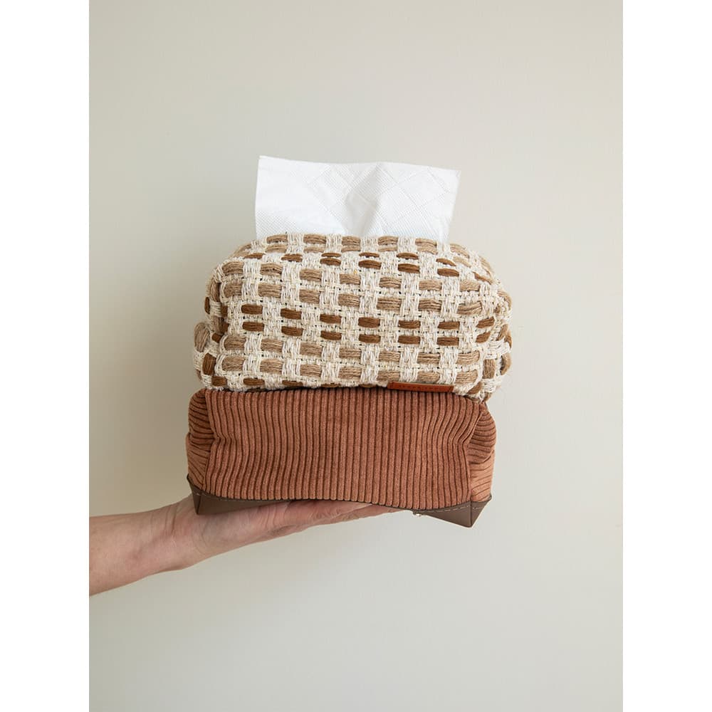 Estilo silencioso cor café linho grosso tecido caixa de tecido doméstico Desktop simples caixa de papel