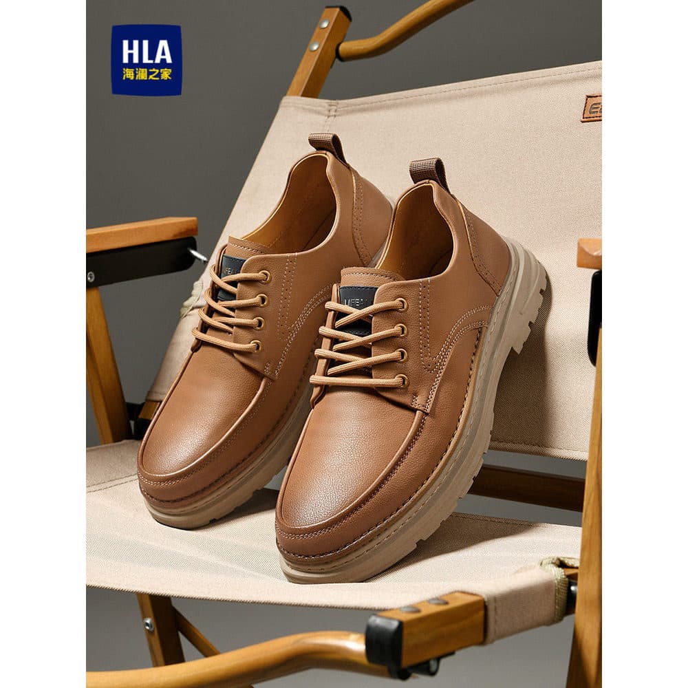HLA/Hailan House sapatos masculinos 2026 novo Retro confortável macacão de cano baixo perfurado confortável sapatos de c