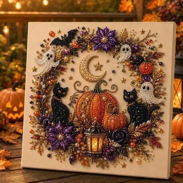 DIY Halloween Raven Abóbora Artesanal Pintura Pérola Diamante