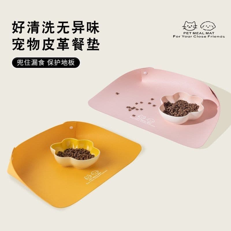 Gato cão couro Pet placemat gato tigela esteira meio fechado engrossado antiderrapante impermeável anti-graxa mancha com