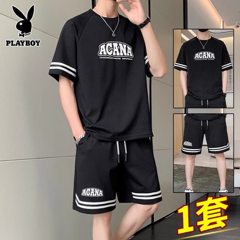 Playboy Shorts de manga curta terno masculino verão 2025 novo estilo na moda camiseta juventude Casual roupas esportivas