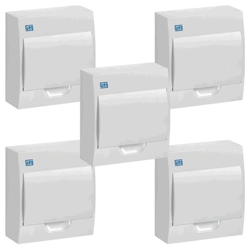 Kit 5 Quadro Distribuição WEG QDW02 12 Minidisjuntores Sobrepor Plástico Branco
