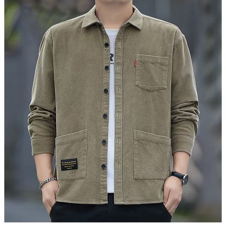 Estilo casual Cardigan na moda respirável Multi-bolso ferramentas camisa de manga comprida masculina solta casual All-Ma