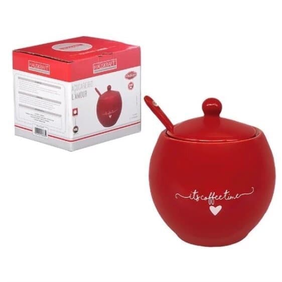 Açucareiro Porcelana Lamour Vermelho ou Rosa 350ml