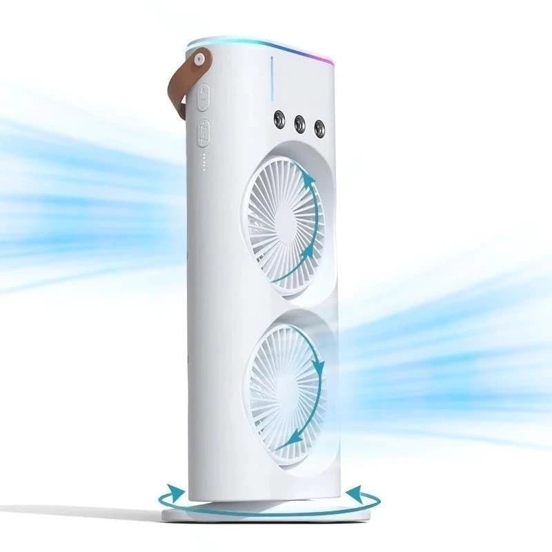 MINI Refrigerador De Ar Ventilador Umidificador Dupla Giratório rgb Camada Ventilador Climatizador Ar Reservatório