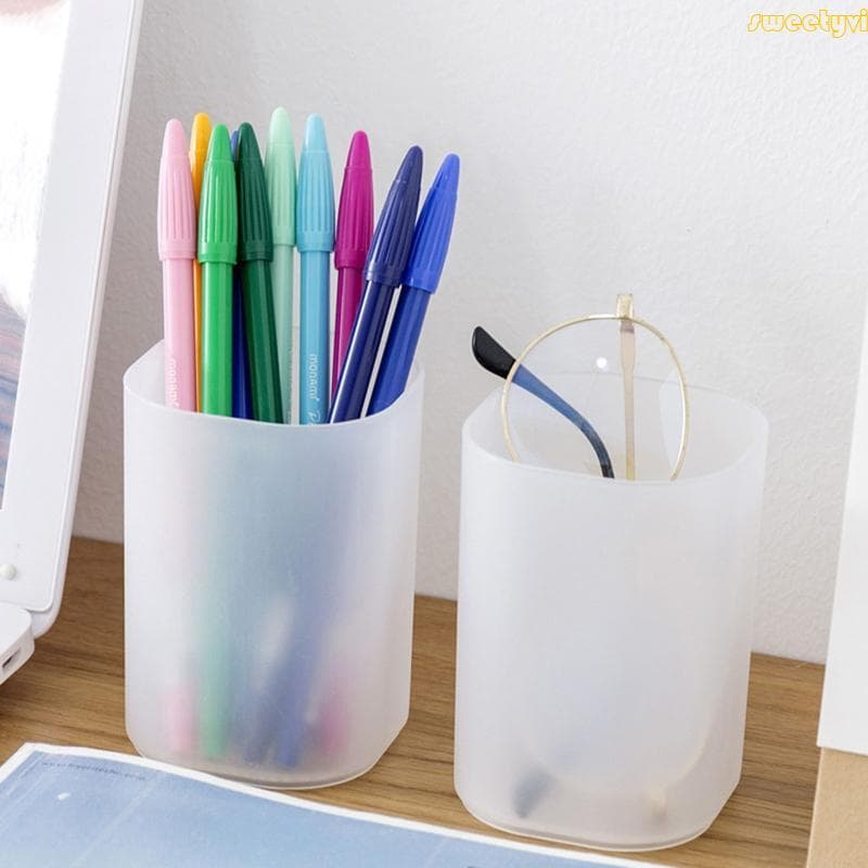Transparente Papelaria Caneta Recipiente Armazenamento Mesa Copo Escolar Organizador