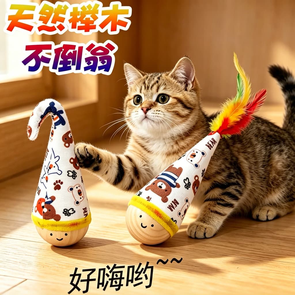 Brinquedo de gato copo de madeira pena integrado gato provocando vara auto-feliz alívio do tédio ferramenta útil interat