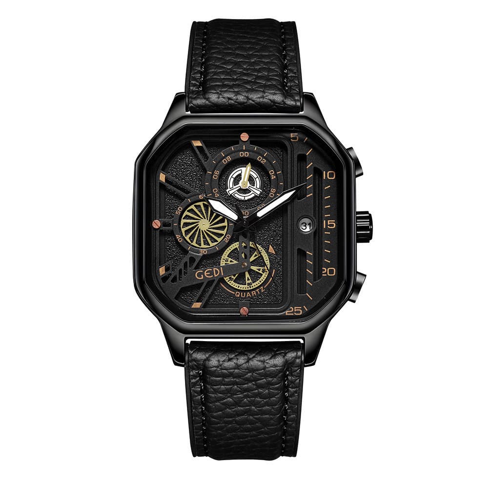 GEDI Nicho High-End Square Relógio Masculino Moda Temporizador Relógio de Negócios Masculino Relógio de Quartzo À Prova