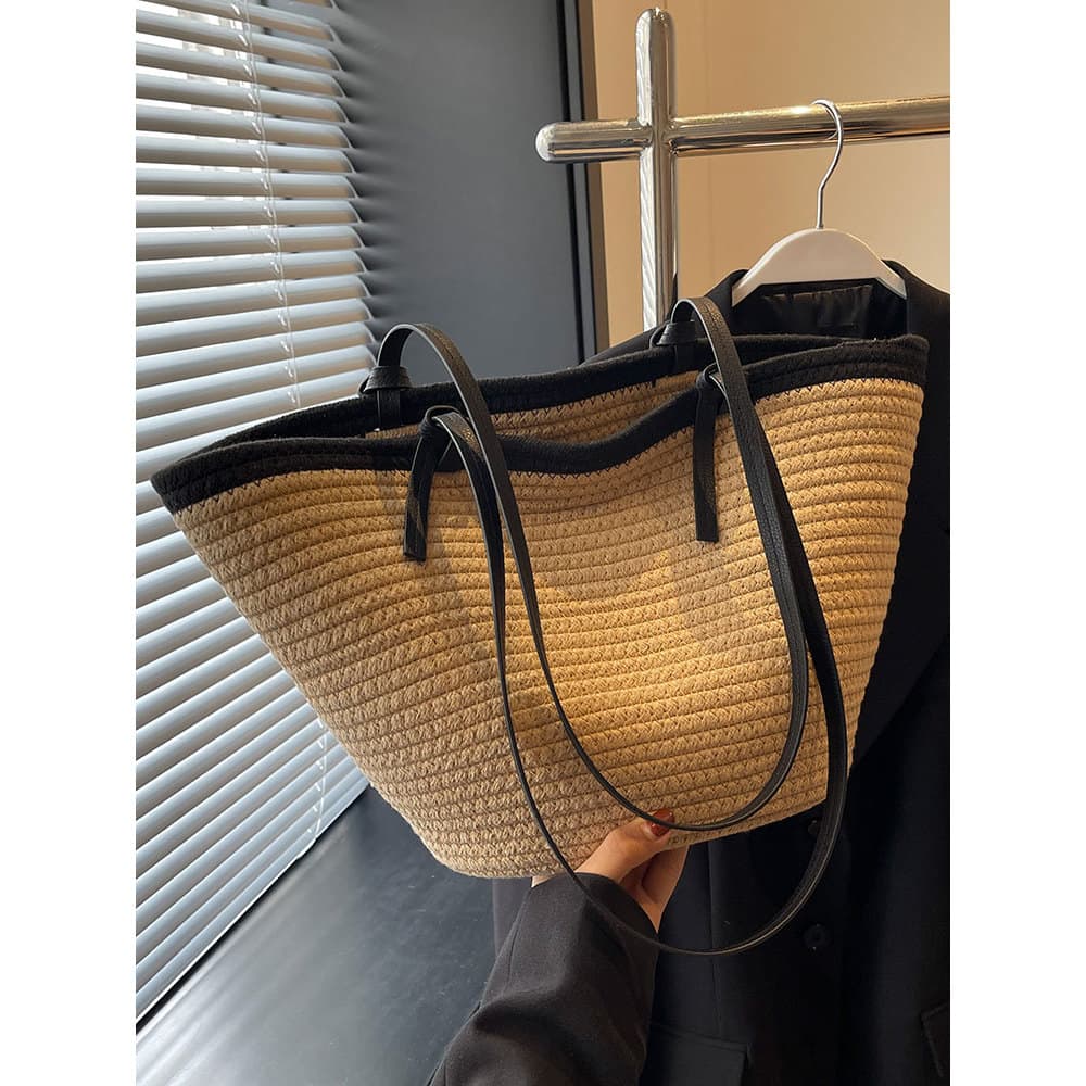 bolsa transversal feminino Bolsa Bolsa Feminina Commuter Moda All-Match Bolsa De Palha De Praia
