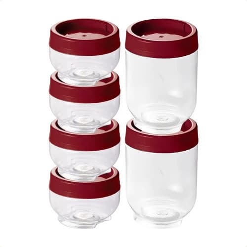 Kit 6 Potes  Condimentos Gire E Trave 155ml E 380ml Vermelho Kit 6 Peças Vermelho
